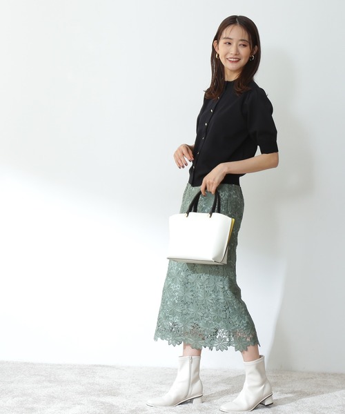 N.（N. Natural Beauty Basic）（エヌエヌナチュラルビューティーベーシック）の「◆パワーショルダーカーディガン（カーディガン/ボレロ・レディース・オフホワイト/ブラック/ライム・MEDIUM）」の6枚目の写真