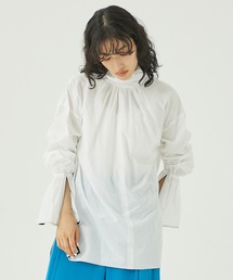 PUBLIC TOKYO | 【栃木県産】バックボウタイオーバーサイズシャツ/ボリュームスリーブシアーブラウス/ウォッシャブル(シャツ/ブラウス)