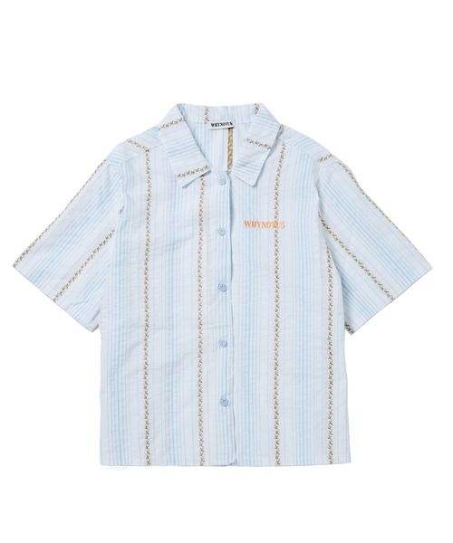 bonjour records（ボンジュールレコーズ）の「【WHYNOTUS/ワイノットアス】Tiny Flower Striped Shirts タイニーフラワーストライプドシャツ（シャツ/ブラウス・レディース・オレンジ/ブルー・FREE）」の13枚目の写真