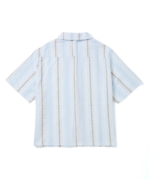 bonjour records（ボンジュールレコーズ）の「【WHYNOTUS/ワイノットアス】Tiny Flower Striped Shirts タイニーフラワーストライプドシャツ（シャツ/ブラウス・レディース・オレンジ/ブルー・FREE）」の3枚目の写真