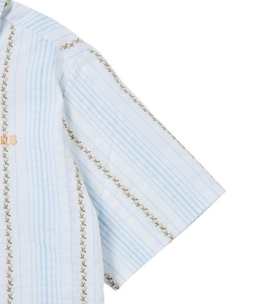 bonjour records（ボンジュールレコーズ）の「【WHYNOTUS/ワイノットアス】Tiny Flower Striped Shirts タイニーフラワーストライプドシャツ（シャツ/ブラウス・レディース・オレンジ/ブルー・FREE）」の9枚目の写真