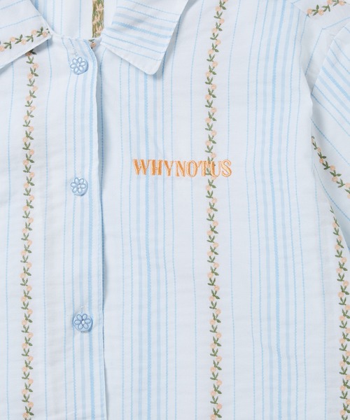 bonjour records（ボンジュールレコーズ）の「【WHYNOTUS/ワイノットアス】Tiny Flower Striped Shirts タイニーフラワーストライプドシャツ（シャツ/ブラウス・レディース・オレンジ/ブルー・FREE）」の6枚目の写真