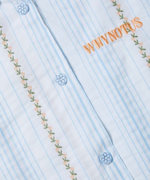 bonjour records（ボンジュールレコーズ）の「【WHYNOTUS/ワイノットアス】Tiny Flower Striped Shirts タイニーフラワーストライプドシャツ（シャツ/ブラウス・レディース・オレンジ/ブルー・FREE）」の11枚目の写真