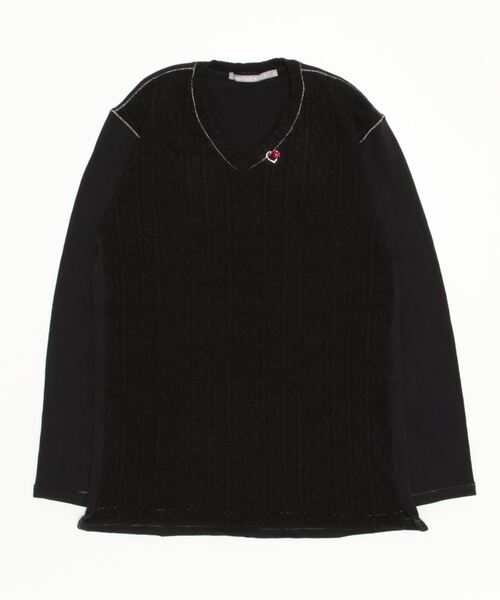 FranCisT_MOR.K.S.（フランシストモークス）の「FranCisT_MOR.K.S. /フランシストモークス/ HITENTION CABLE KNIT V NECK LS /MC2978（Tシャツ/カットソー・メンズ・ブラック/ホワイト・3/4/2）」の6枚目の写真