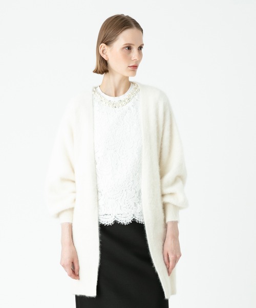 LOULOU WILLOUGHBY ルルウィルビー　カシミヤ カーディガン LOULOU WILLOUGHBY】カシミヤブレンドファー加工Vカーディガン