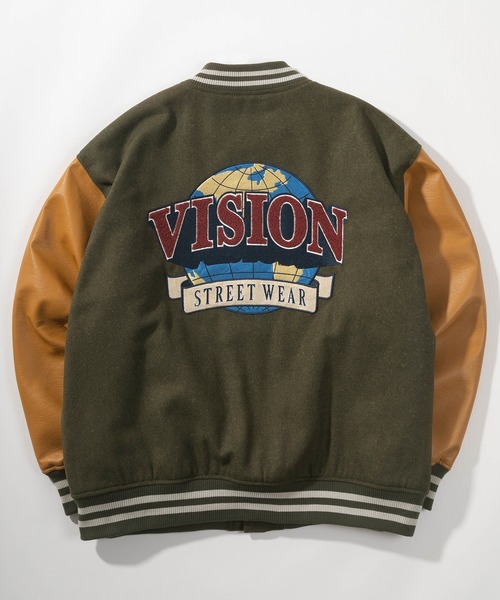 VISION STREET WEAR（ヴィジョンストリートウェア）の「【VISION STREET  WEAR/ヴィジョンストリートウェア】アーチロゴ サガラバック刺繍 リブライン メルトンスタジャン/ PUレザースタジャン/ビッグシルエット（スタジャン・メンズ・ブラック/ネイビー/ダークグリーン/カーキ/バーガンディー/グリーン系その他/グリーン/ブラック系その他/ブラック系その他2・M/L/XL）」の6枚目の写真