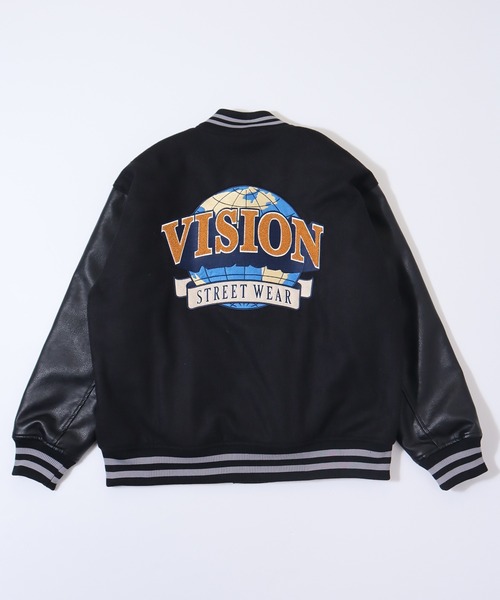 VISION STREET WEAR（ヴィジョンストリートウェア）の「【VISION STREET  WEAR/ヴィジョンストリートウェア】アーチロゴ サガラバック刺繍 リブライン メルトンスタジャン/ PUレザースタジャン/ビッグシルエット（スタジャン・メンズ・ブラック/ネイビー/ダークグリーン/カーキ/バーガンディー/グリーン系その他/グリーン/ブラック系その他/ブラック系その他2・M/L/XL）」の13枚目の写真