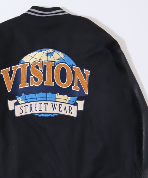 VISION STREET WEAR（ヴィジョンストリートウェア）の「【VISION STREET  WEAR/ヴィジョンストリートウェア】アーチロゴ サガラバック刺繍 リブライン メルトンスタジャン/ PUレザースタジャン/ビッグシルエット（スタジャン・メンズ・ブラック/ネイビー/ダークグリーン/カーキ/バーガンディー/グリーン系その他/グリーン/ブラック系その他/ブラック系その他2・M/L/XL）」の10枚目の写真