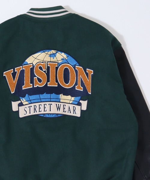 VISION STREET WEAR（ヴィジョンストリートウェア）の「【VISION STREET  WEAR/ヴィジョンストリートウェア】アーチロゴ サガラバック刺繍 リブライン メルトンスタジャン/ PUレザースタジャン/ビッグシルエット（スタジャン・メンズ・ブラック/ネイビー/ダークグリーン/カーキ/バーガンディー/グリーン系その他/グリーン/ブラック系その他/ブラック系その他2・M/L/XL）」の15枚目の写真