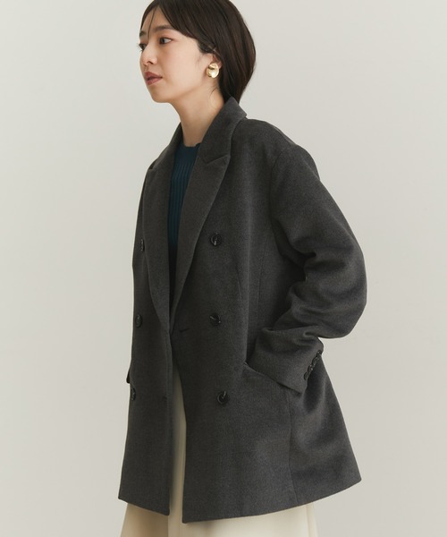 VIS（ビス）の「ウールライクジャケットコート（チェスターコート・レディース・チャコールグレー/グリーン・S/M）」の14枚目の写真