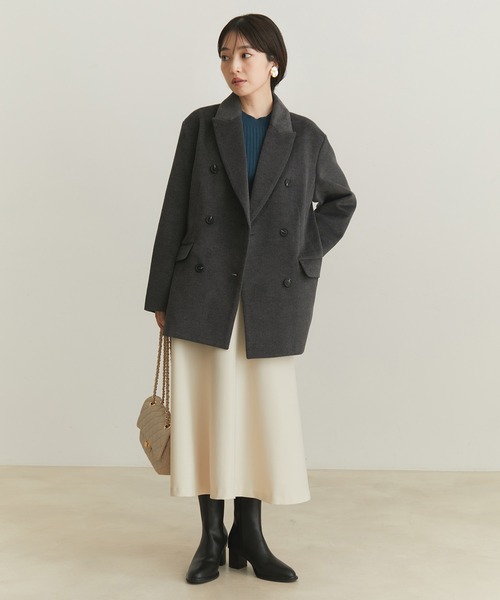 VIS（ビス）の「ウールライクジャケットコート（チェスターコート・レディース・チャコールグレー/グリーン・S/M）」の15枚目の写真