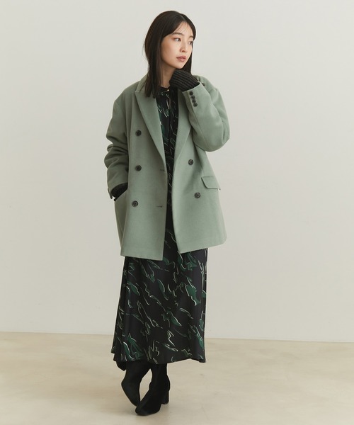 VIS（ビス）の「ウールライクジャケットコート（チェスターコート・レディース・チャコールグレー/グリーン・S/M）」の18枚目の写真