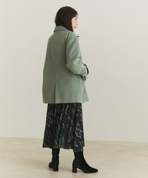 VIS（ビス）の「ウールライクジャケットコート（チェスターコート・レディース・チャコールグレー/グリーン・S/M）」の3枚目の写真