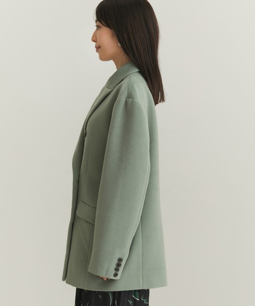 VIS（ビス）の「ウールライクジャケットコート（チェスターコート・レディース・チャコールグレー/グリーン・S/M）」の5枚目の写真