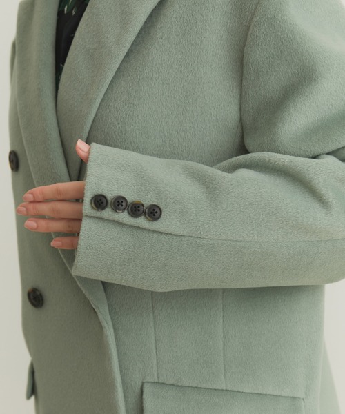 VIS（ビス）の「ウールライクジャケットコート（チェスターコート・レディース・チャコールグレー/グリーン・S/M）」の9枚目の写真