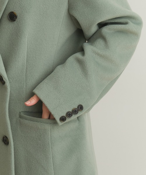 VIS（ビス）の「ウールライクジャケットコート（チェスターコート・レディース・チャコールグレー/グリーン・S/M）」の10枚目の写真