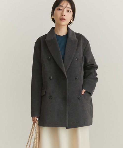 VIS（ビス）の「ウールライクジャケットコート（チェスターコート・レディース・チャコールグレー/グリーン・S/M）」の21枚目の写真