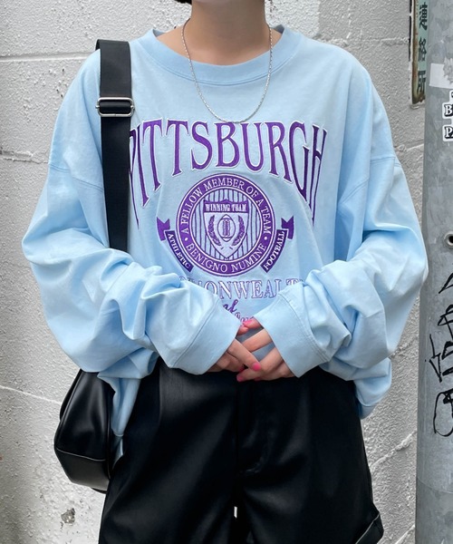 WEGO（ウィゴー）の「WEGO/ヘビーウエイト チームロゴロンT（Tシャツ/カットソー・メンズ・スミクロ/グレー系その他/ダークグリーン/サックスブルー・LARGE/MEDIUM）」の4枚目の写真