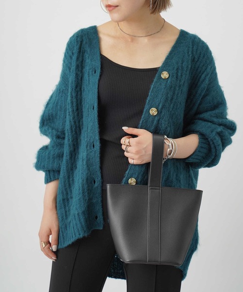 Right-on（ライトオン）の「【HONEYSUCKLE ROSE】モヘア風起毛カーデ（カーディガン/ボレロ・レディース・ブラウン/イエロー/グリーン・M/L）」の10枚目の写真