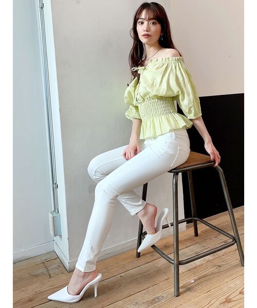 GYDA（ジェイダ）の「ウエストギャザー2WAYレースアップブラウス（シャツ/ブラウス・レディース・ミント/ベージュ/チャコールグレー/オフホワイト・FREE）」の14枚目の写真