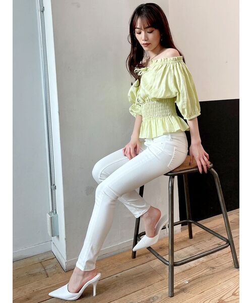 GYDA（ジェイダ）の「ウエストギャザー2WAYレースアップブラウス（シャツ/ブラウス・レディース・ミント/ベージュ/チャコールグレー/オフホワイト・FREE）」の15枚目の写真