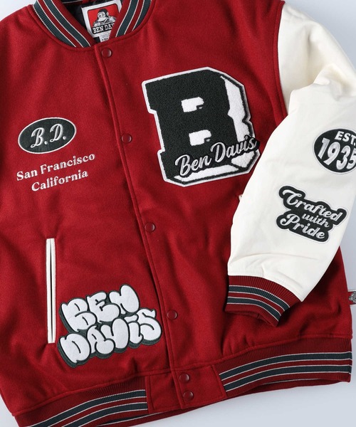 BEN DAVIS（ベンデイビス）の「【BEN DAVIS】フェイクメルトンスタジャン（スタジャン・メンズ・グリーン/ブルー/ブラック/ワイン・M/S/L/XL）」の13枚目の写真
