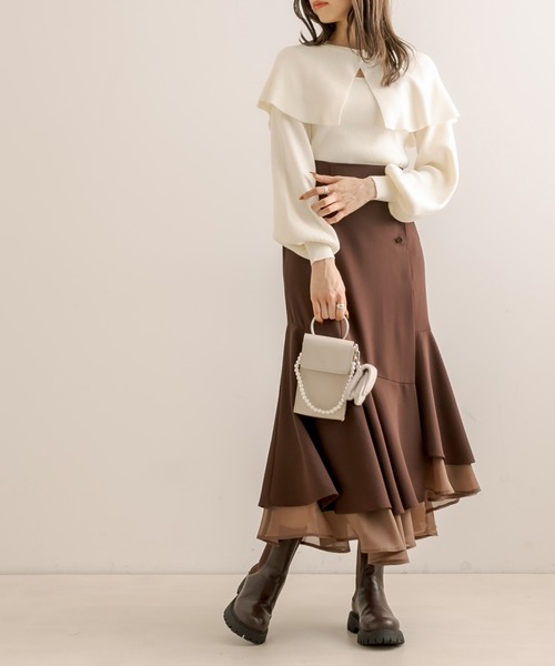 OLIVE des OLIVE（オリーブデオリーブ）の「ケープニットプルオーバー（ニット/セーター・レディース・オフホワイト/ブルー/ブラック・FREE）」の21枚目の写真