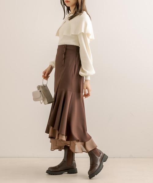 OLIVE des OLIVE（オリーブデオリーブ）の「ケープニットプルオーバー（ニット/セーター・レディース・オフホワイト/ブルー/ブラック・FREE）」の10枚目の写真