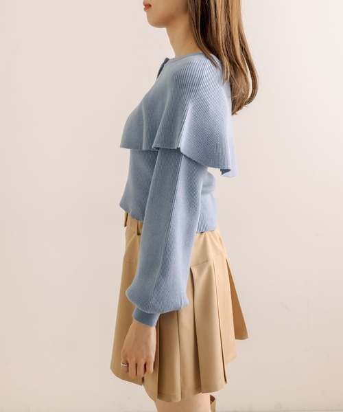 OLIVE des OLIVE（オリーブデオリーブ）の「ケープニットプルオーバー（ニット/セーター・レディース・オフホワイト/ブルー/ブラック・FREE）」の19枚目の写真