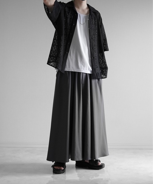 KUUUPY（クーピー）の「Lace Sheer Open Collar Shirt - レースシアー開襟シャツ（シャツ/ブラウス・メンズ・ブルー/ブラック/グリーン・SMALL/MEDIUM/LARGE）」の11枚目の写真