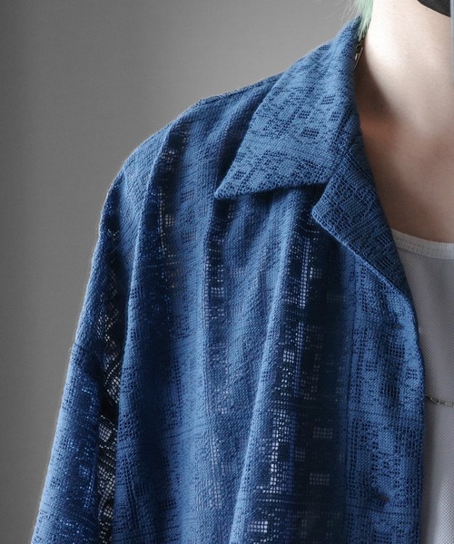 KUUUPY（クーピー）の「Lace Sheer Open Collar Shirt - レースシアー開襟シャツ（シャツ/ブラウス・メンズ・ブルー/ブラック/グリーン・SMALL/MEDIUM/LARGE）」の18枚目の写真
