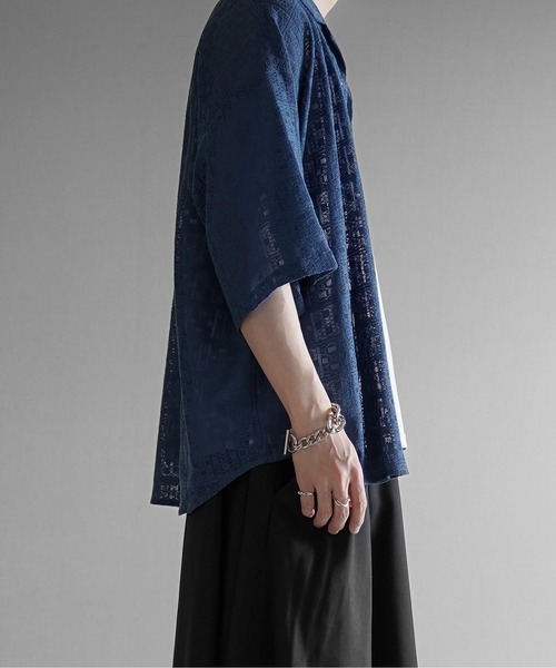 ブラウス シャツ シアーオープンカラーシャツ / Sheer Open Collar Shirt レディース LURAKU】sheer open-collar shirt/ シアーオープンカラーシャツ