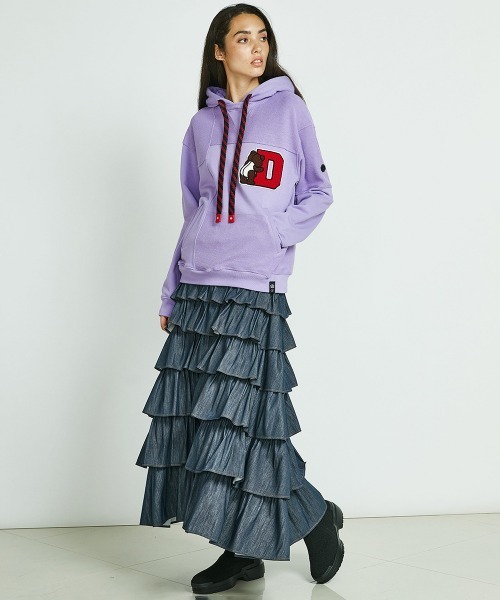 DOUBLE STANDARD CLOTHING（ダブルスタンダードクロージング）の「パッチワークスウェットパーカー（パーカー・レディース・モカ/パープル・FREE）」の7枚目の写真