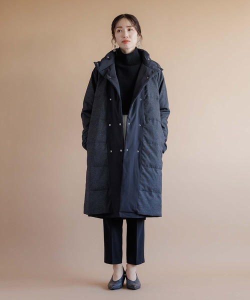 RAW FUDGE（ローファッジ）の「ツイード×ビンテージタフタリバーシブルダウン（ダウンジャケット/コート・レディース・ブラック/ネイビー・M）」の2枚目の写真