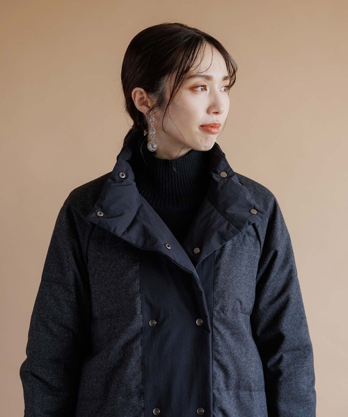 RAW FUDGE（ローファッジ）の「ツイード×ビンテージタフタリバーシブルダウン（ダウンジャケット/コート・レディース・ブラック/ネイビー・M）」の14枚目の写真