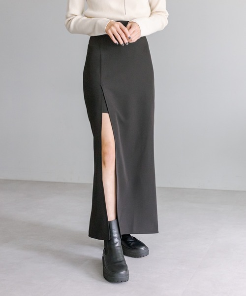 mystic（ミスティック）の「【サイズ展開あり】ロングスカパン（スカート・レディース・ライム/ブラック/チャコールグレー/オフホワイト・1/2）」の3枚目の写真