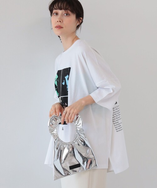 Ray BEAMS（レイビームス）の「HELOYSE / トースト ポリウレタン バッグ（トートバッグ・レディース・シルバー/ブラック・ONE SIZE）」の5枚目の写真