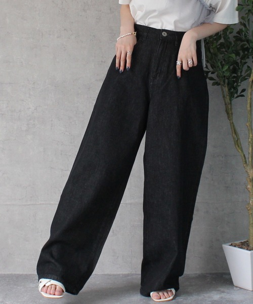 SELECT LEVERY(セレクトリベリー)の「ワイドデニムパンツ(デニムパンツ・レディース・ブルー/ワンウォッシュ/ネイビー/ブラック/ホワイト・MEDIUM/LARGE/X-LARGE/SMALL)」の2枚目の写真
