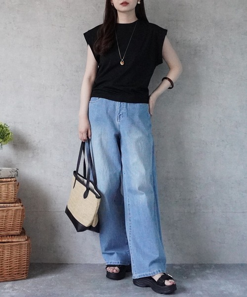 SELECT LEVERY(セレクトリベリー)の「ワイドデニムパンツ(デニムパンツ・レディース・ブルー/ワンウォッシュ/ネイビー/ブラック/ホワイト・MEDIUM/LARGE/X-LARGE/SMALL)」の12枚目の写真