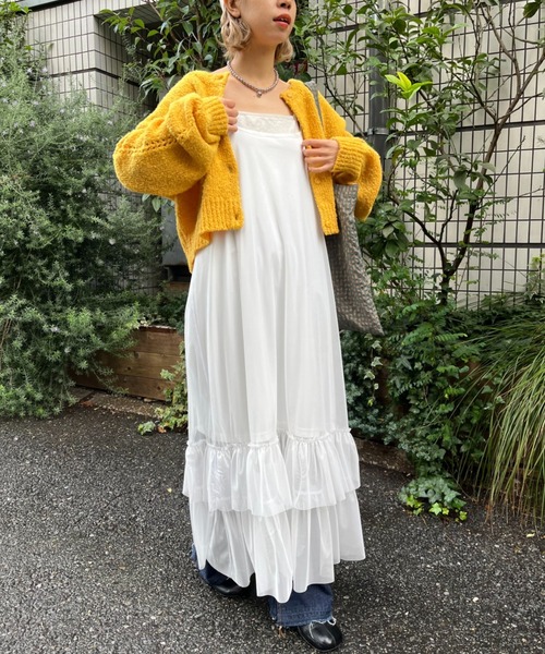 CIAOPANIC（チャオパニック）の「チュールティアードキャミワンピース（ワンピース・レディース・オフホワイト/ブラック/ベージュ・FREE）」の4枚目の写真