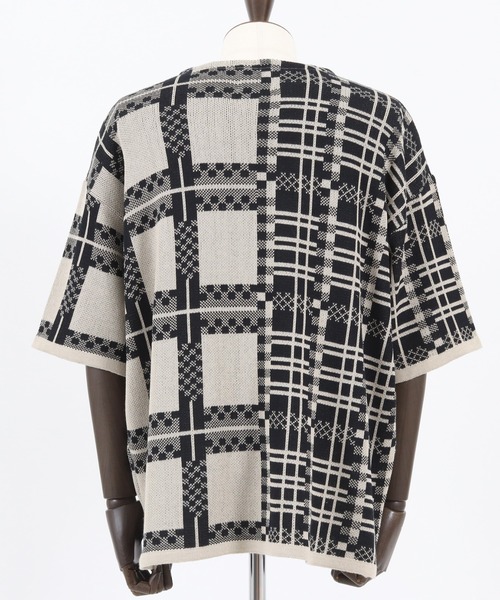 ANGENEHM（アンゲネーム）の「mn2716- フリップチェックサマーニットプルオーバー (MADE IN JAPAN) ニット（Tシャツ/カットソー・メンズ・ベージュ/パープル・S/M/L）」の13枚目の写真