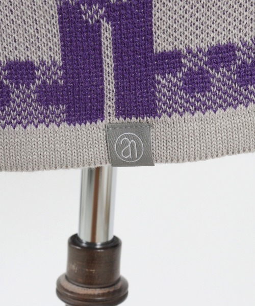 ANGENEHM（アンゲネーム）の「mn2716- フリップチェックサマーニットプルオーバー (MADE IN JAPAN) ニット（Tシャツ/カットソー・メンズ・ベージュ/パープル・S/M/L）」の19枚目の写真