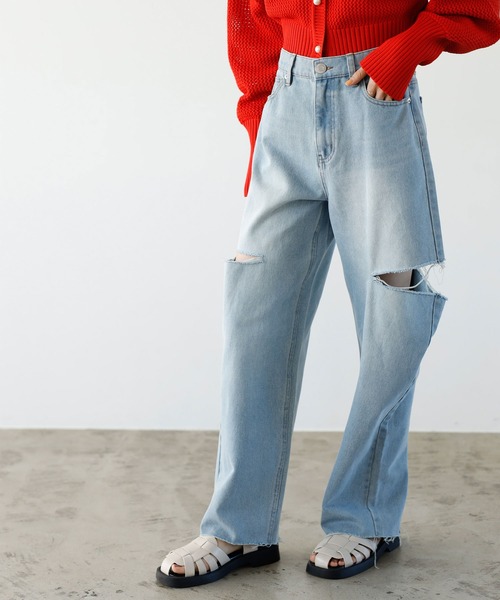 GeeRA（ジーラ）の「アソートカットアウトダメージパンツ（デニムパンツ・レディース・ブラック/オフホワイト/ミント/ブルー系その他・SMALL/MEDIUM）」の8枚目の写真