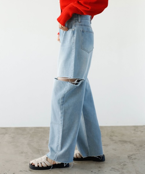 GeeRA（ジーラ）の「アソートカットアウトダメージパンツ（デニムパンツ・レディース・ブラック/オフホワイト/ミント/ブルー系その他・SMALL/MEDIUM）」の12枚目の写真