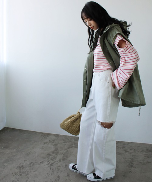 GeeRA（ジーラ）の「アソートカットアウトダメージパンツ（デニムパンツ・レディース・ブラック/オフホワイト/ミント/ブルー系その他・SMALL/MEDIUM）」の13枚目の写真