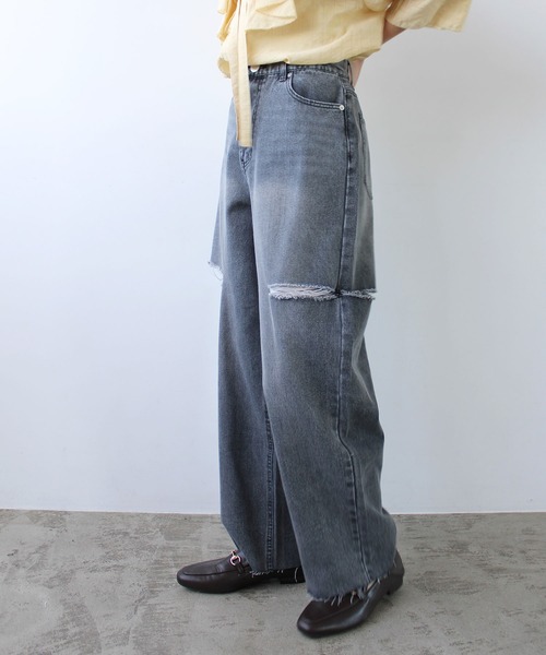 GeeRA（ジーラ）の「アソートカットアウトダメージパンツ（デニムパンツ・レディース・ブラック/オフホワイト/ミント/ブルー系その他・SMALL/MEDIUM）」の17枚目の写真