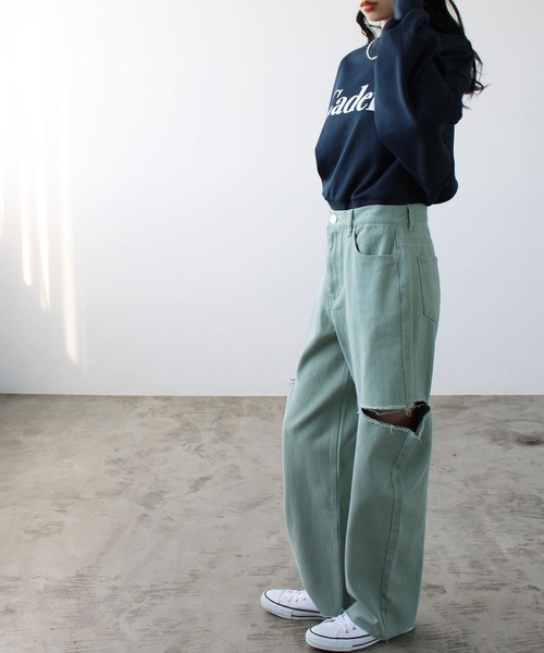 GeeRA（ジーラ）の「アソートカットアウトダメージパンツ（デニムパンツ・レディース・ブラック/オフホワイト/ミント/ブルー系その他・SMALL/MEDIUM）」の11枚目の写真