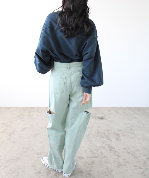 GeeRA（ジーラ）の「アソートカットアウトダメージパンツ（デニムパンツ・レディース・ブラック/オフホワイト/ミント/ブルー系その他・SMALL/MEDIUM）」の14枚目の写真