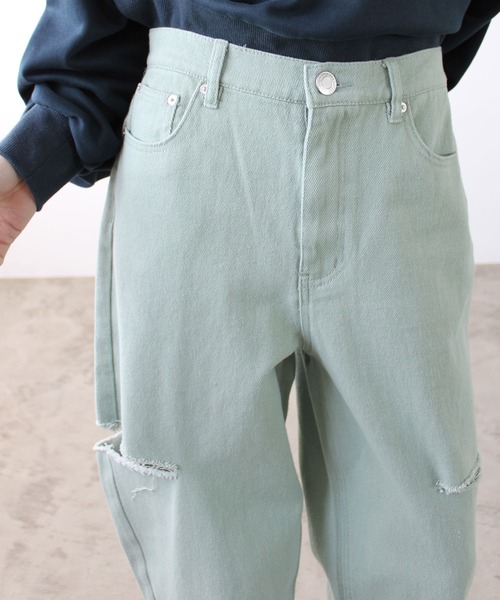 GeeRA（ジーラ）の「アソートカットアウトダメージパンツ（デニムパンツ・レディース・ブラック/オフホワイト/ミント/ブルー系その他・SMALL/MEDIUM）」の6枚目の写真