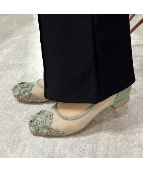 JELLY BEANS（ジェリービーンズ）の「レースフラワートゥシアーパンプス(204-12880)JELLY BEANS(ジェリービーンズ)（パンプス・レディース・ベージュ/グリーン/ピンク・24.5/23/23.5/22.5/24）」の12枚目の写真